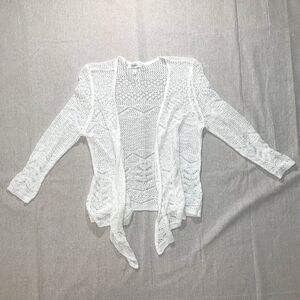Dressbarn | Off-White Waterfall Front Crochet Cardigan | Large